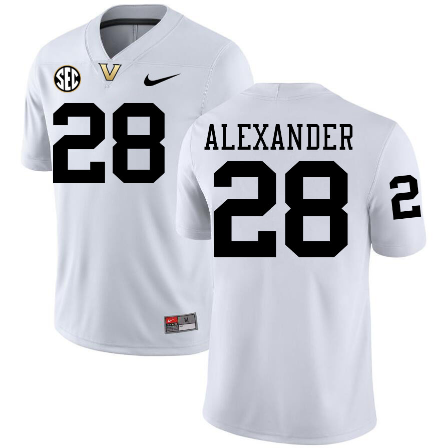 Sedrick Alexander Jersey,Vanderbilt Commodores #28 Sedrick Alexander Football Jersey,Uniforms-White